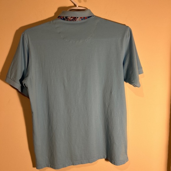 Alex Vando Golf Polo Shirt Men Medium Blue Short Sleeve Floral Athleisure Casual - Picture 11 of 11